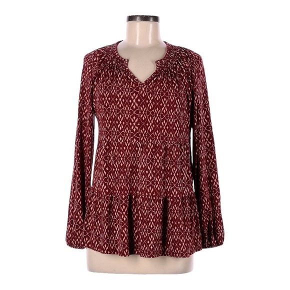 Wonderly LS Julianna Crepe Notch Gourmet Red Long Sleeve Blouse Size MP - Picture 3 of 7